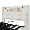Upholstered Bed 140x200 Hydraulic Storage LED Headboard USB-A&USB-C Charging Function Remote Control Slatted Frame Beige Without Mattress