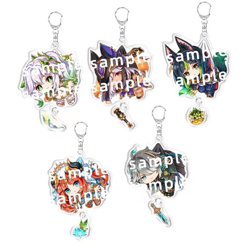 Anime Genshin Impact Porte-clés Acrylique Pendentif Accessoires Présentant les Personnages Yae Miko Xiao Klee Keqing Kazuha Lumine Qualité Premium
