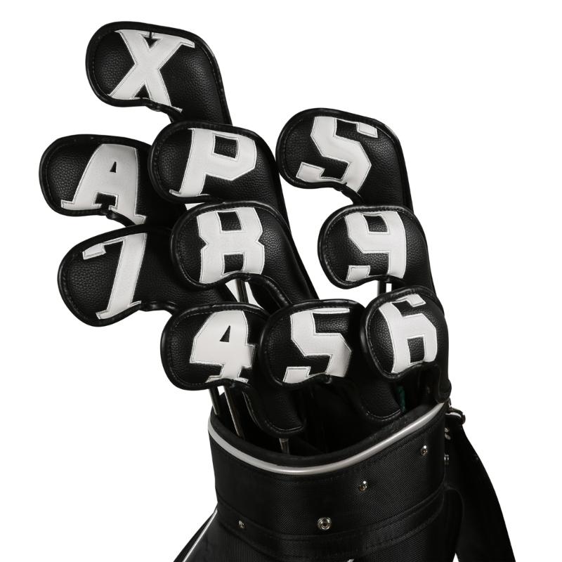 10Pcs Golfs Iron Head Cover Thick PU Leather Golfs Head Cover Replacement Headcover Protective Cover Easy to Use