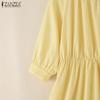 ZANZEA Women Casual Round Neck Loose 3/4 Sleeve Dress