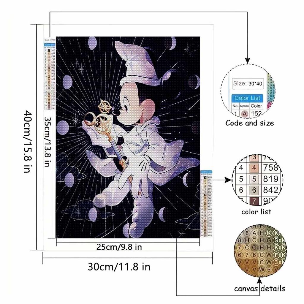 5D Diy Diamond Painting Mickey and The Magic Wand Full Drill Rhinestones Mosaic Embroidery Handmade Products Home Decor Gift