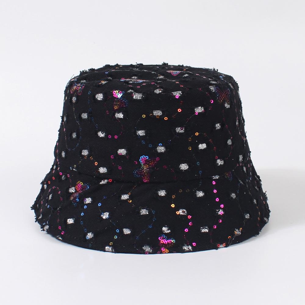 

Hat Style Versatile Shiny Butterfly Sequin Womens Sunshade Fisherman Hatscaps чорний