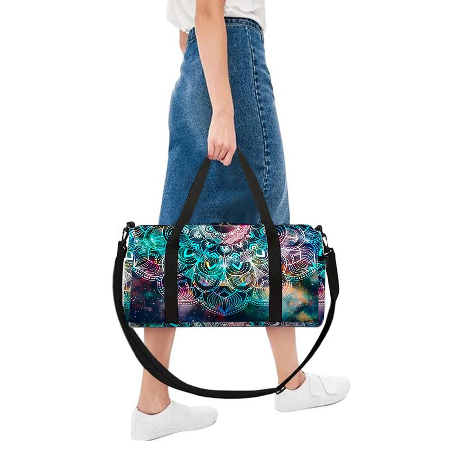 Colorful Fish Scale Large Capacity Travel Duffels Bag for Boy/Girl Children Best Gift 2D Flat Cartoon Leisure Fitness Bag