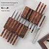 Sandalwood Nail Art Brush Set - Imitation Squirrel Hair with Pen Holder for Liner and Gel Painting