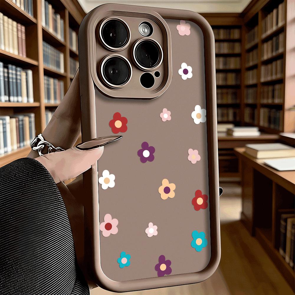 Minimalist Colorful Flowers Soft TPU Phone Case for iPhone 17 16 15 14 13 12 11 Pro Max Plus Shockproof Anti-Slip Cover