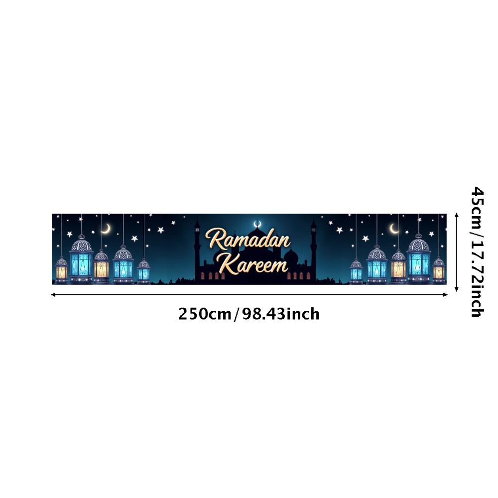 Ramadan Kareem Banner Mosque Lanterns Festive Welcome Backdrop Ramadan Mubarak Party Home Decor Photography Props Background