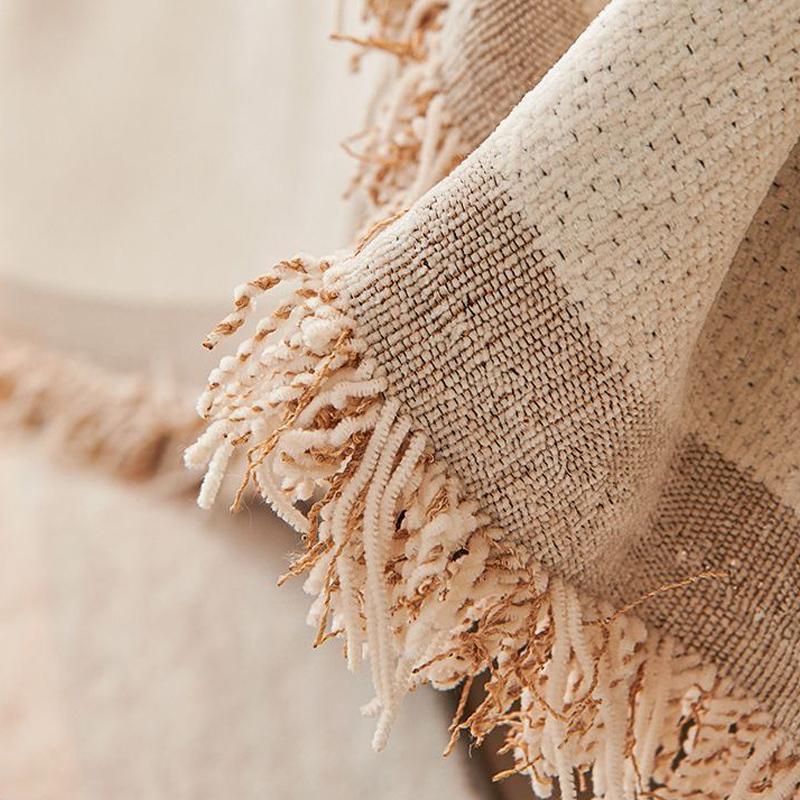 Geometric Pattern Jacquard Sofa Towel Chenille with Tassel Sofa Cover Blanket Couch Cover Universal for Living Room All Seasons