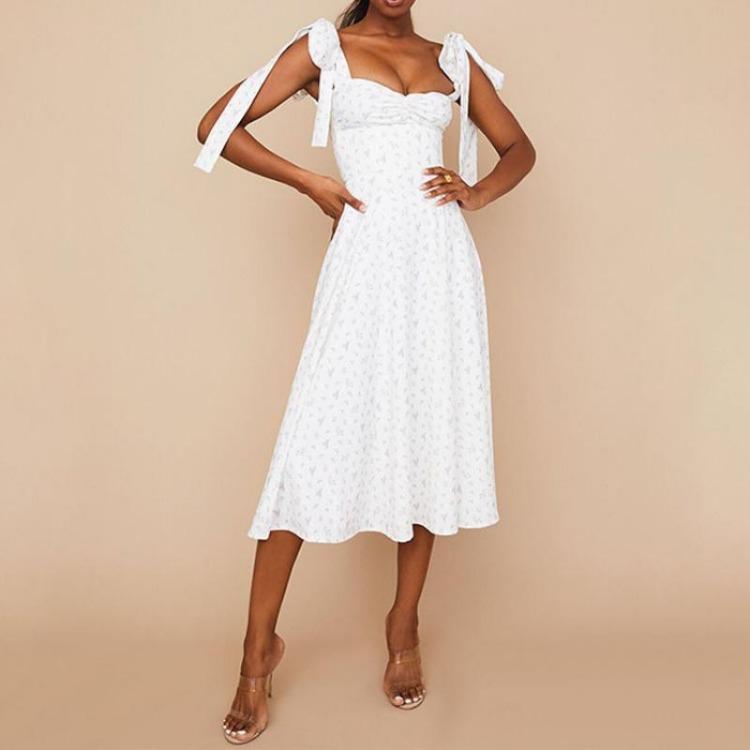 New Women Fashion Europe America Style V Neck Lace Floral Backless Split Dress Female Suspender Bottoming