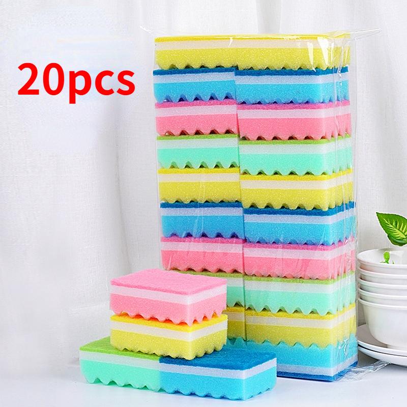 5 Magic Cleaning Sponge Tableware Cleaning Sponge Pulp Cotton Colored Rust Removal Pot Brushes Kitchen Cleaning Tools