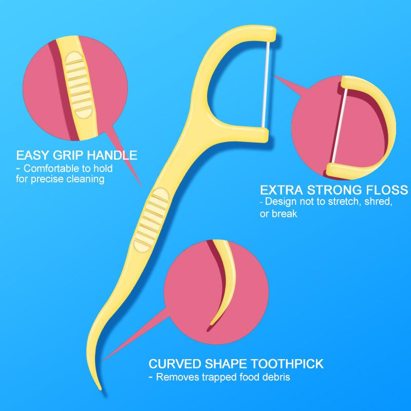 Ultra-fine Fruit-flavoured Boxed Pack of 50 Disposable Dental Floss Sticks