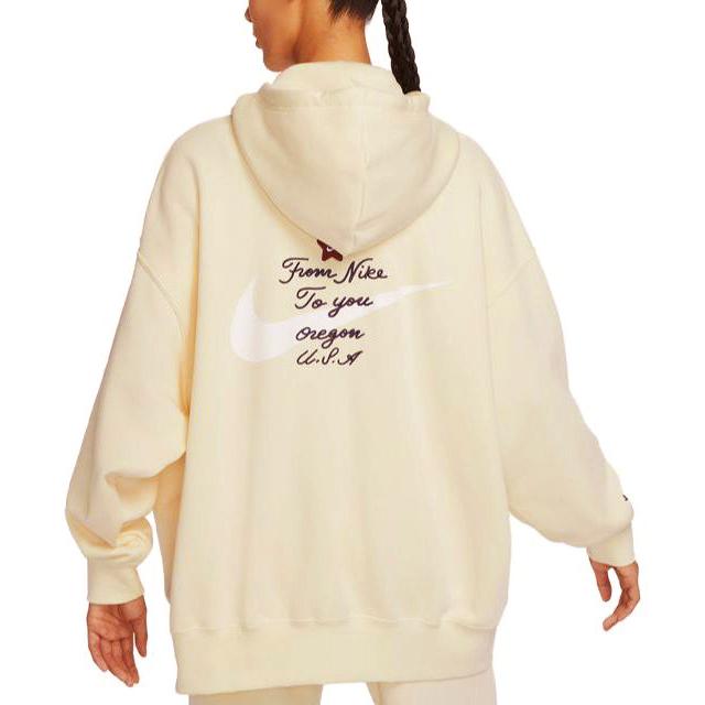Nike Alphabet Tag Hooded Casual Loose Long Sleeve Jacket Women Outerwear Coconut-Milk FV8445-113