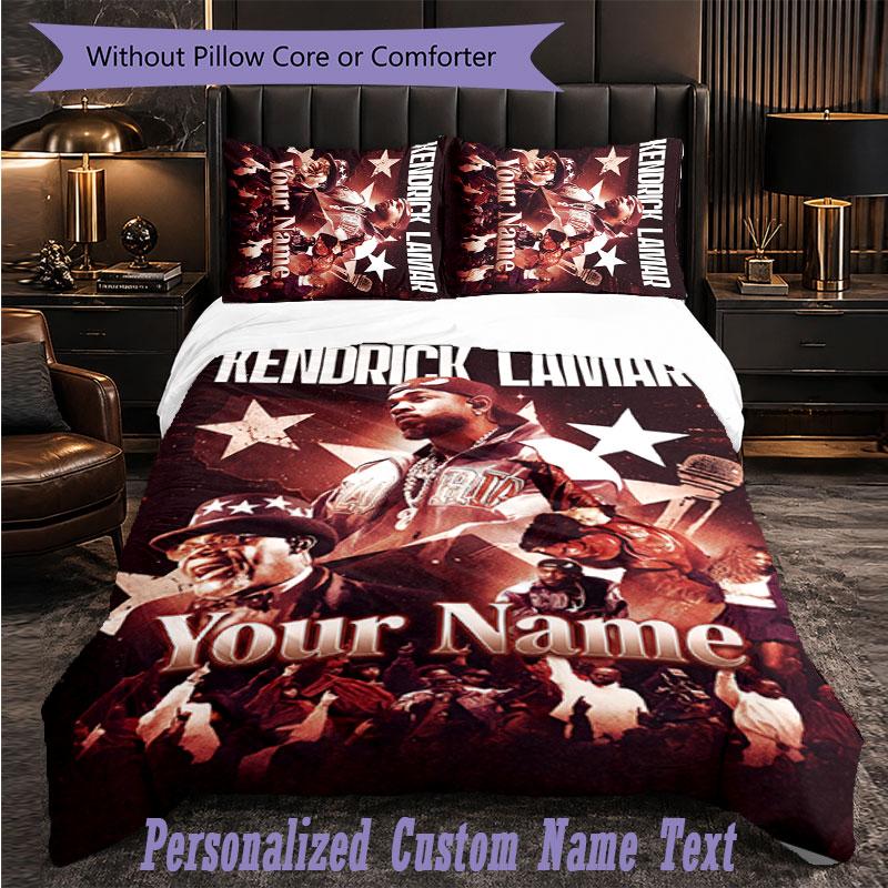 Personalized 3Pcs Bedding SetKendrick Lamar Custom Text Duvet Cover Pillowcase Set Bedroom Gift
