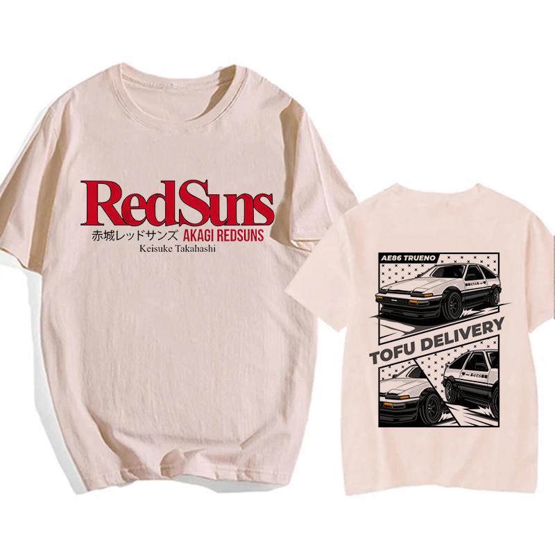 Japonské anime Initial D EU velikost tričko Redsuns kreslené gotické topy AE86 vtipné Harajuku manga tričko pánské grafické tričko mužské