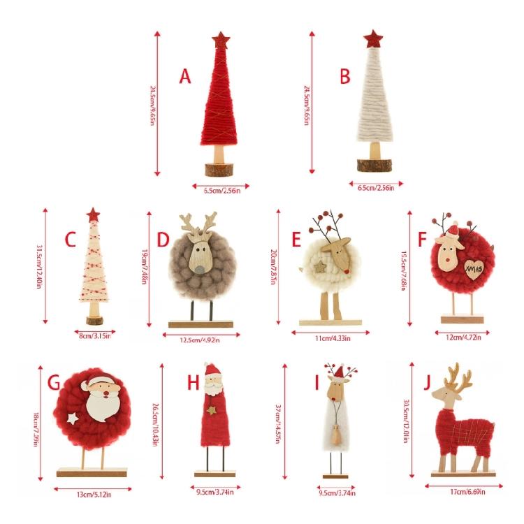 Wool Felt Santa Reindeer Christmas Figure Ornament Christmas Tree Top Decoration For Tabletop Mantels Holiday Decoration