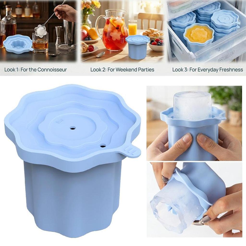 Silicone Ice Cubes Tray Cylinder Ice Maker Mold With Lid For Freezer Cocktail Juice Mould Bar Party Drink Shot Glasses Drinking