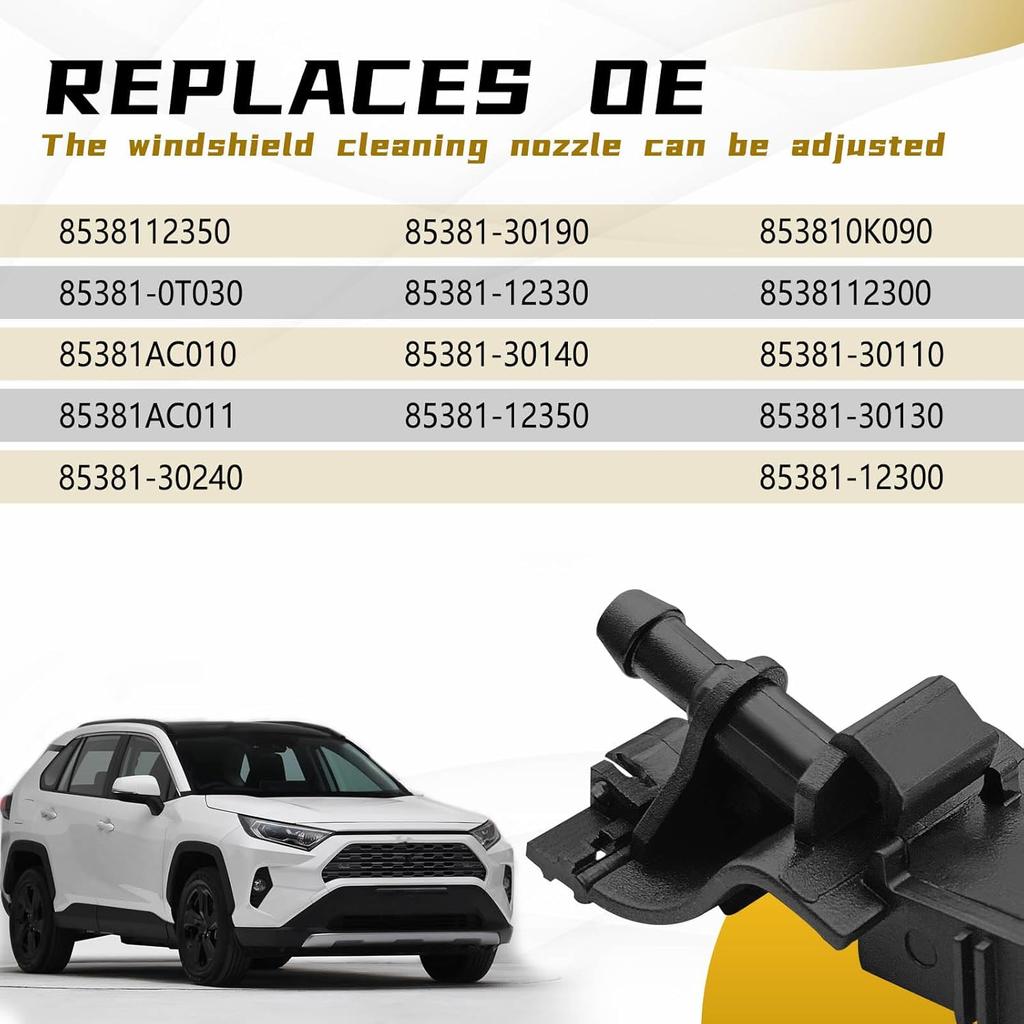 2 pcs Windshield Washer Nozzles, Compatible with Toyota RAV-4 2006-, Corolla 2006-2014, Camry 2018-2025, Lexus ES250 -2024, GX460 2010- etc, Replace