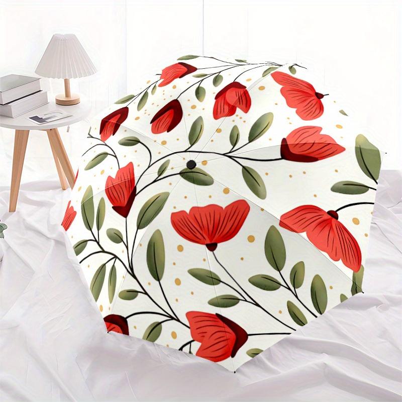 

1 шт. Автоматический складной зонт с цветочным узором, 8 ребер, ветрозащитный, для путешествий и ежедневных поездок, подходит для всех сезонов