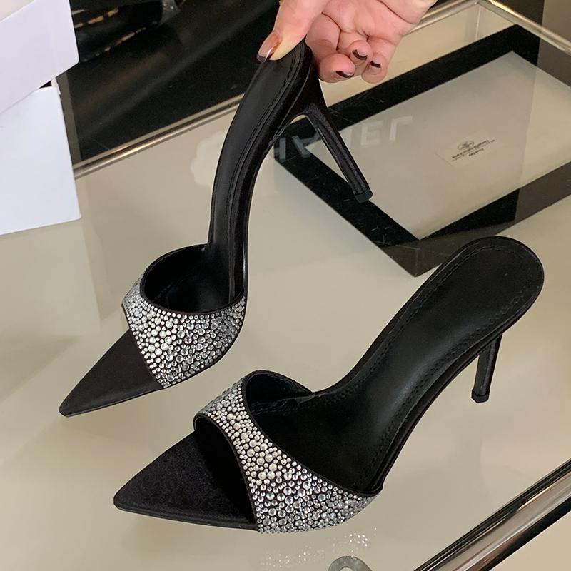 

Fashion Leopard Women Sandals Super High Shoes 2024 Heels Rhinestone Designer Fashion Ladies Shoes For Pointed Toe Casual Female Pumps 5 чёрный
