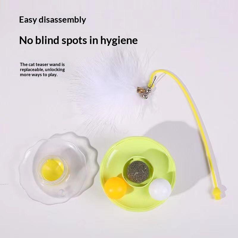Cat Teaser Stick with Bell Removable Turntable Interactive Toy Easy to Clean for Indoor Kittens Pet Playtime Fun