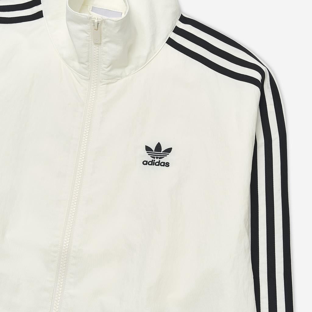 adidas Αυθεντικό Αθλητικό Μπουφάν Firebird με Λογότυπο Ρίγα Άνετο Όρθιος Γιακάς Μακρυμάνικο Μπουφάν Ανδρικό Μπουφάν Han-Jade-Λευκό KC1455