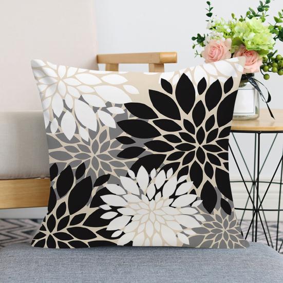 2 Pcs Throw Pillowcase Dahlia Printing Square Cushion Sham Diner Restaurant Hotel Bedroom Office Pillow Cover Machine Washable Zipper Pillowcases