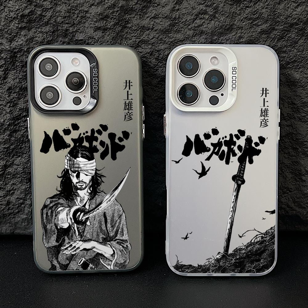 Japanese Swordsman Anime Phone Case for iPhone 17 Air 16 16e 15 14 Plus 13 12 11 Pro Max X Xs XR 8 Colorful Silver Hard Cover