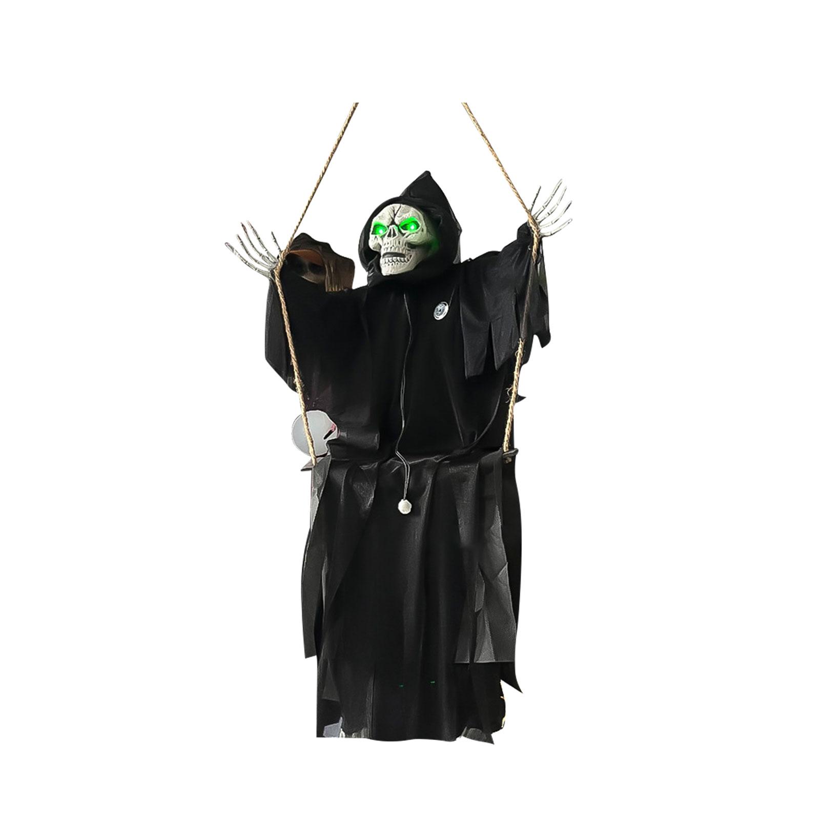 

Black Swing Death Halloween Hanging Swing Chain Hanging Voice-controlled Luminous Haunted House Horror Decoration Pendant Props One Size
