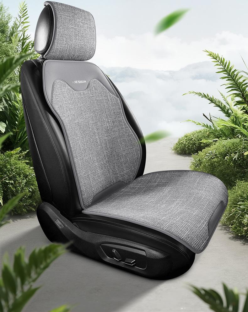 Uniwersalna lniana poduszka na fotel samochodowy - Oddychająca, na każdą porę roku, Pokrowiec pół-otulający