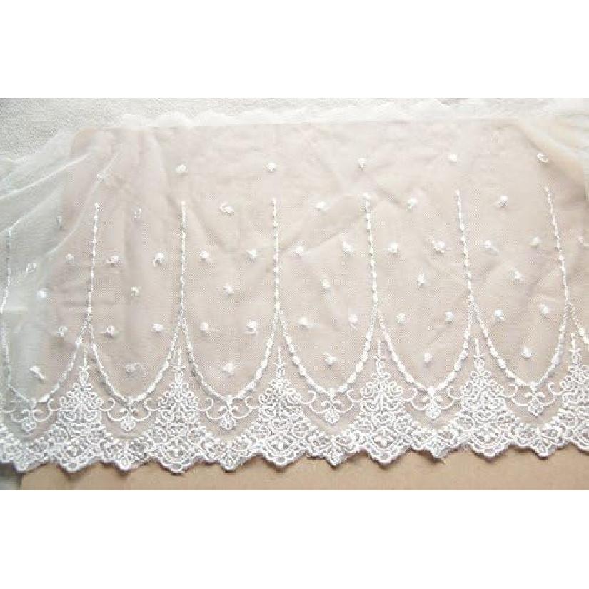 2 Yards White Retro Floral Embroidery Lace Trim Lace Fabric for DIY by The Yard 7.8 Inches Width