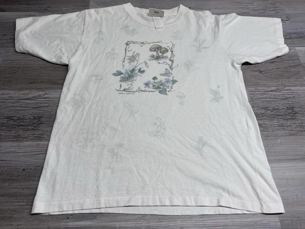 Vintage Northern Reflections M Shirt Flowers Floral Cottagecore Mushroom Art 90s
