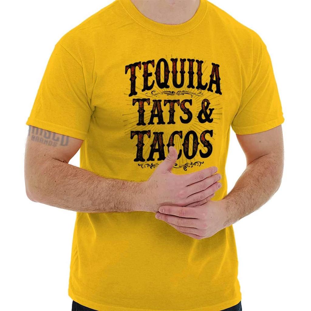 Cool Cinco De Mayo Tequila Tattoos and Tacos Womens or Mens Crewneck T Shirt Tee