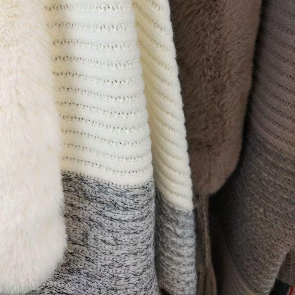 Wedding Cloak Evening Dresses Faux Fur Collar Knitting Shawl Winter Warm Plush Wraps