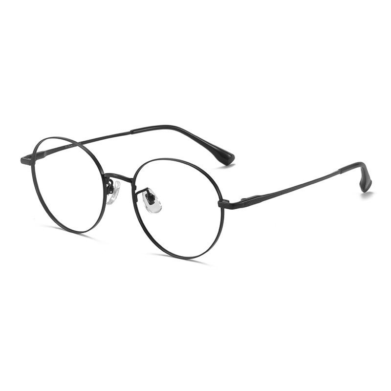 Ultralight Pure Titanium Vintage Round Eyeglass Frames 51 - Simple, Fashionable Design, Compatible with Prescription Lenses