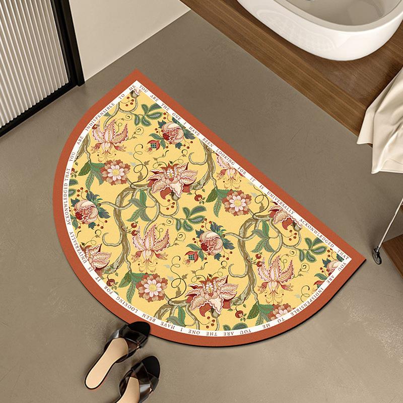 American Retro Semicircular Bathroom Floor Mat Water Absorption and Quick-drying Toilet Bathroom Door Foot Mat Diatom Mud Anti-slip Door Mat