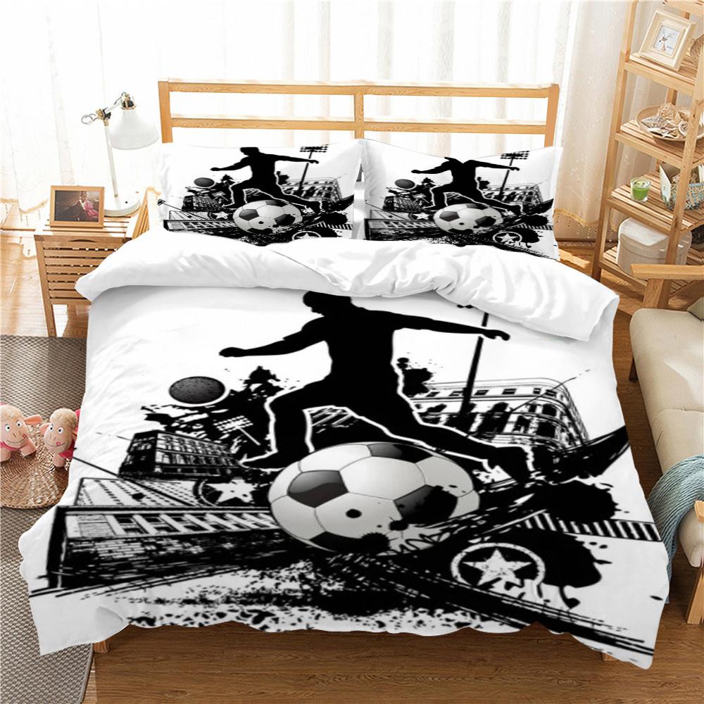 Gorąca Sprzedaż Zestawy Poszewek na Pościel Piłka Nożna Tekstylia Domowe Poszwa na Kołdrę Zestaw Pościeli 3D Poszwa na Kołdrę Wygodna Pościel Poszwa na Kołdrę z Mikrofibry