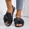 Fashionable Plus-size Bow Flat Sandals for Women, Border Casual Buckle Peep Toe Beach Sandals