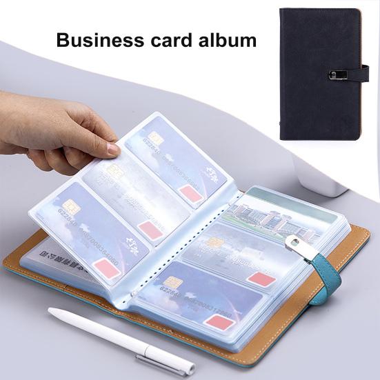 Business Card Holder 120 Card Slots Faux Leather Business Card Book Credit Card Protector for Home Office
