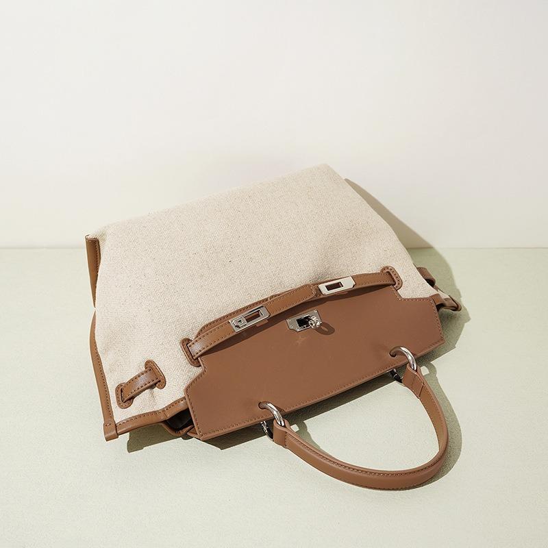 Hot-selling leather handbag high value lock linen travel lightweight large capacity women's backpack