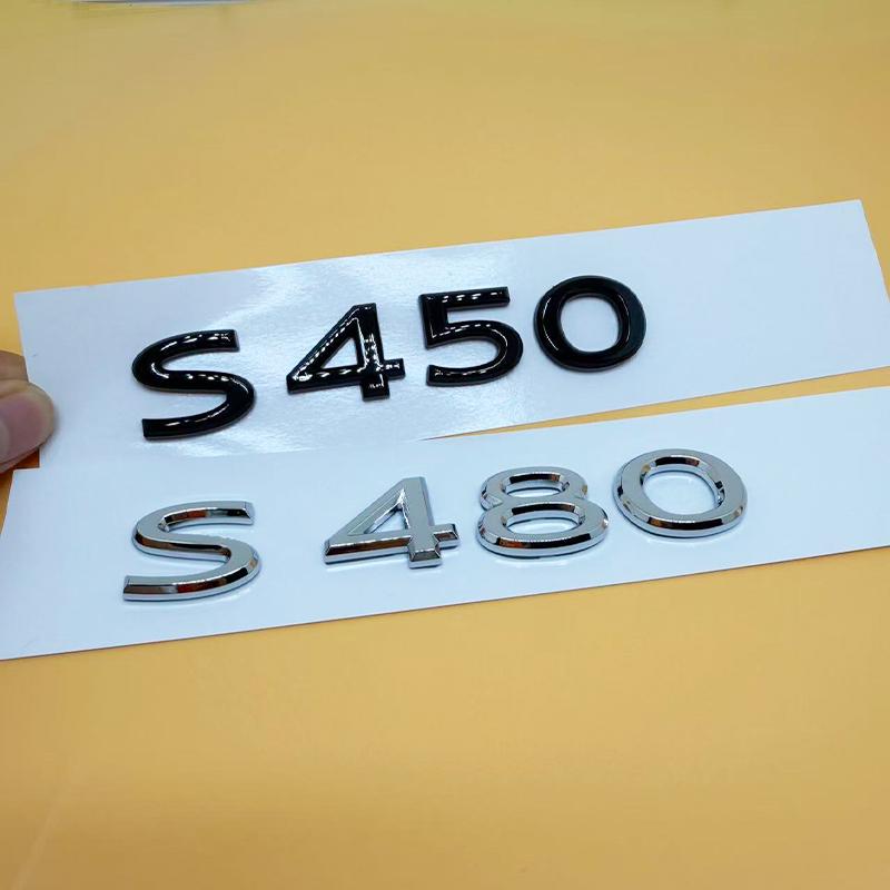 New Black Chrome Emblems S480 S580 S680 V12 for Benz Maybach Class S Rear Bumper Trunk Lid Adhesive Logo Sticker W221 W222