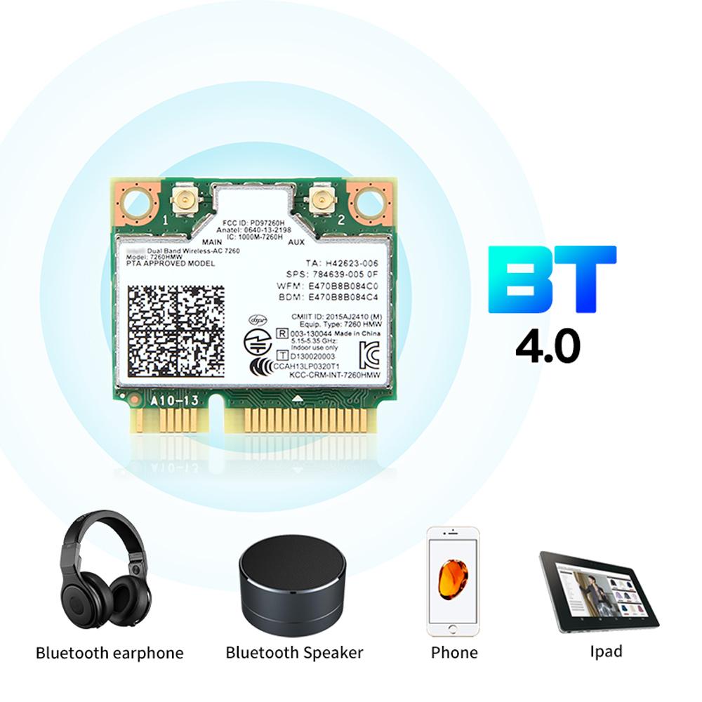 7260HMW Dual - Band Wireless - AC Card - 802.11ac WiFi, Bluetooth 4.0, for PC