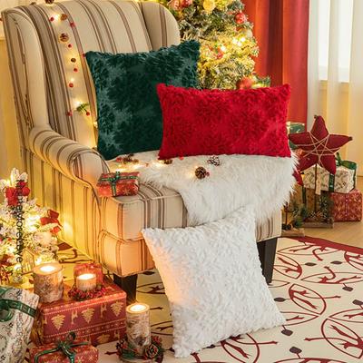 Throw Pillowcase 3D Snowflake Embroidery Pillow Cover Bedroom Living Room Sofa New Year Party Decoration Cushion Cover