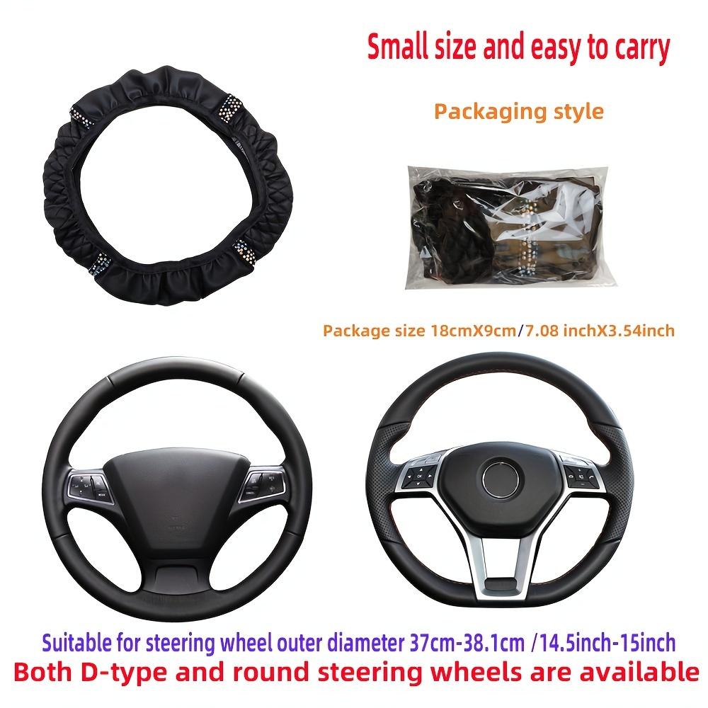 Coprivolante di lusso in diamante artificiale da 37-38 cm - Pelle PU di alta qualità, resistente, facile da installare, nuovo aggiornamento per un'esperienza di guida confortevole