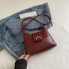 Borsa a mano con fiocco e ascella in pelle PU di colore solido, alla moda, con fiocco, da ascella, dolce, da donna, a tracolla