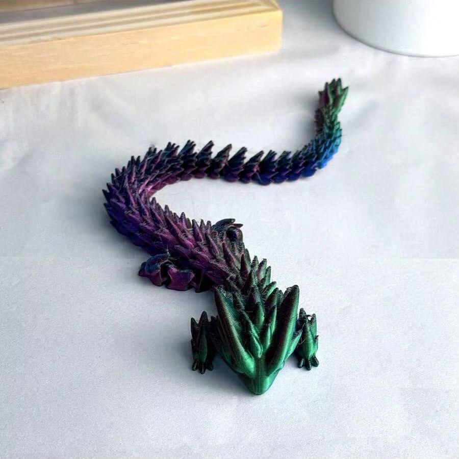 

3D Printed Dragon Figurine Flexible Joints, Vibrant Colors & Exquisite Texture For Home, Desk, Garden, Pool Decor - Perfect Holi