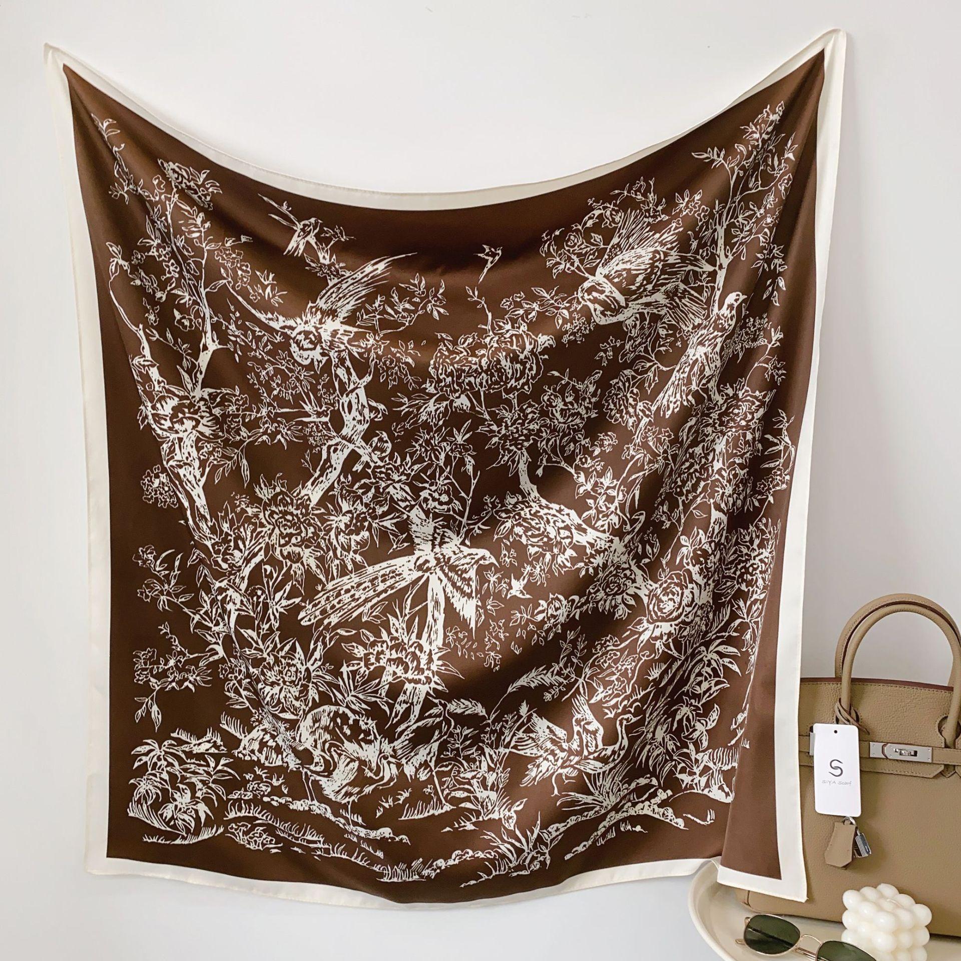 Mode 90cm Ekstertwill Zijde Dames Sjaal Strand Zonwerend Foulard Sjaal Vrouwen Haar Hijab Wraps Necksjaal Bandana Echarpe gray