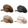 1PC Peak Cap Vintage Belt Buckle Design Gift Accessories Versatile Beret Cool Leather Brim Fashion Octagonal Hat Warmth 58-60cm