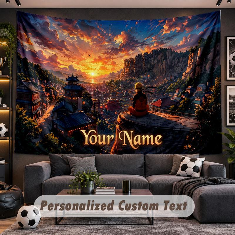 Wall Hanging Tapestry Custom NameNaruto Pattern Personalized Printed Fabric Wall Decor