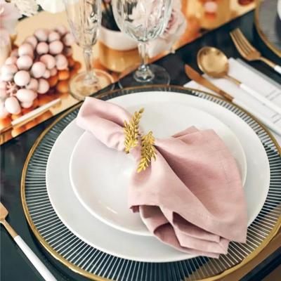 1/6/12pcs Modern Minimalist Napkin Ring Buckles Metal Christmas Thanksgiving Napkin Holder Gold Leaf Dinnig Table Decoration