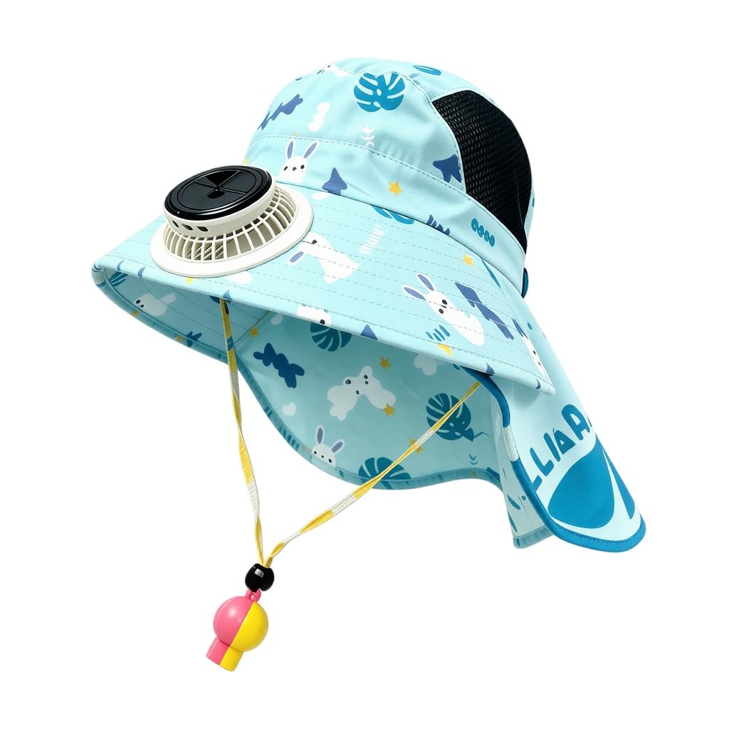 Kids Fan Hat with Cape Sun Wide Mesh for Boys Girls