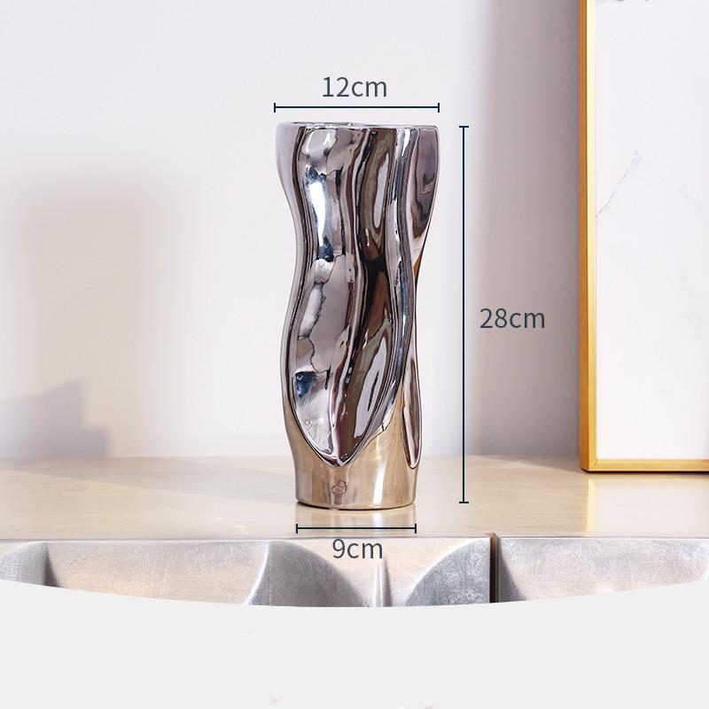 Creative Silver Ceramic Vase Simple Living Room Dining Table Home Decoration Ornaments Ceramic Hydroponic Silver Ceramic Vase